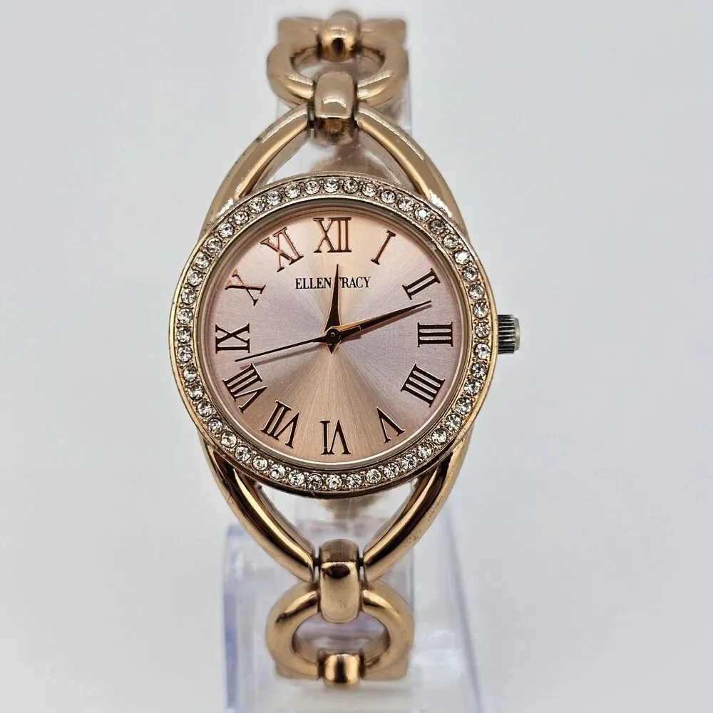 Ellen Tracy Women's Watch 32MM Gold Dial Gold Bracelet Band 7